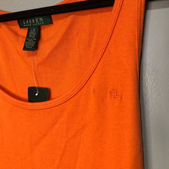 Lauren Ralph Lauren Sleeve Ribbed Orange Cotton Layering Tank Top Causal NWT - Picture 3 of 8